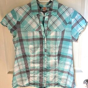 Merrell *Free With Purchase Turquoise Plaid Button-Up Shirt